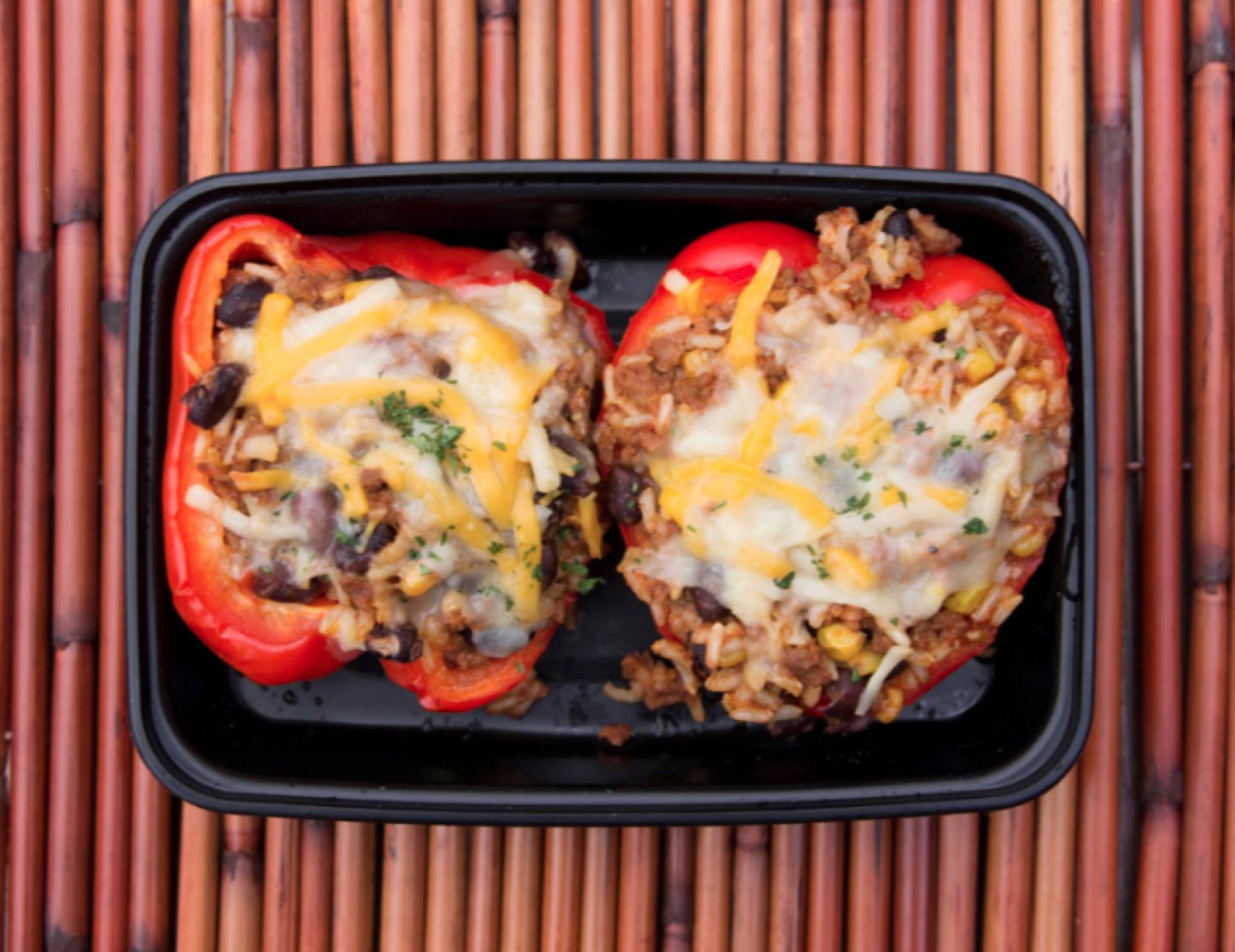 Mexican Lentil & Rice Stuffed Peppers