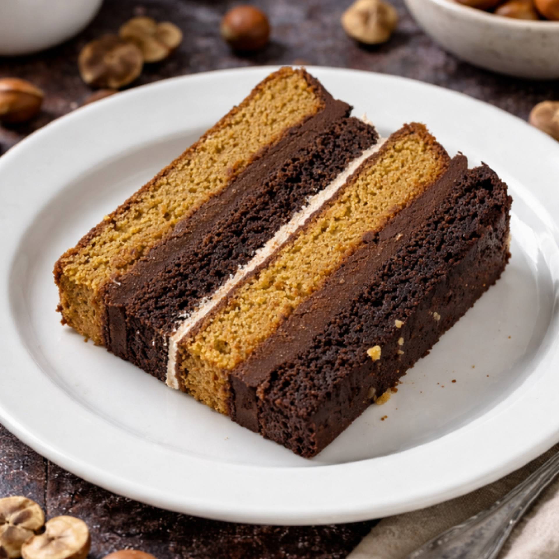Paleo Chocolate Hazelnut Cake Slice