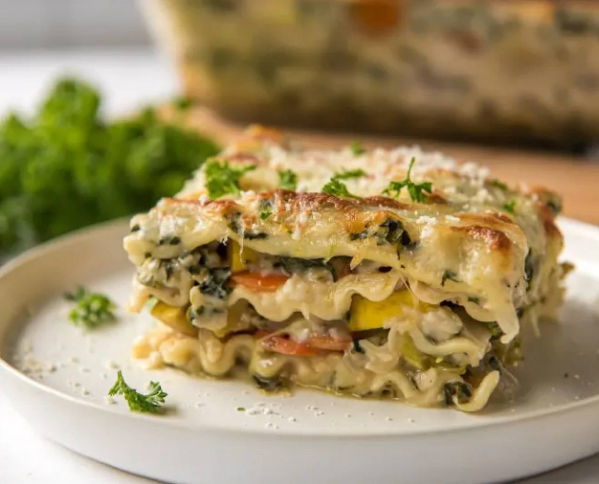 Spinach, Mushroom & Bechamel Lasagna