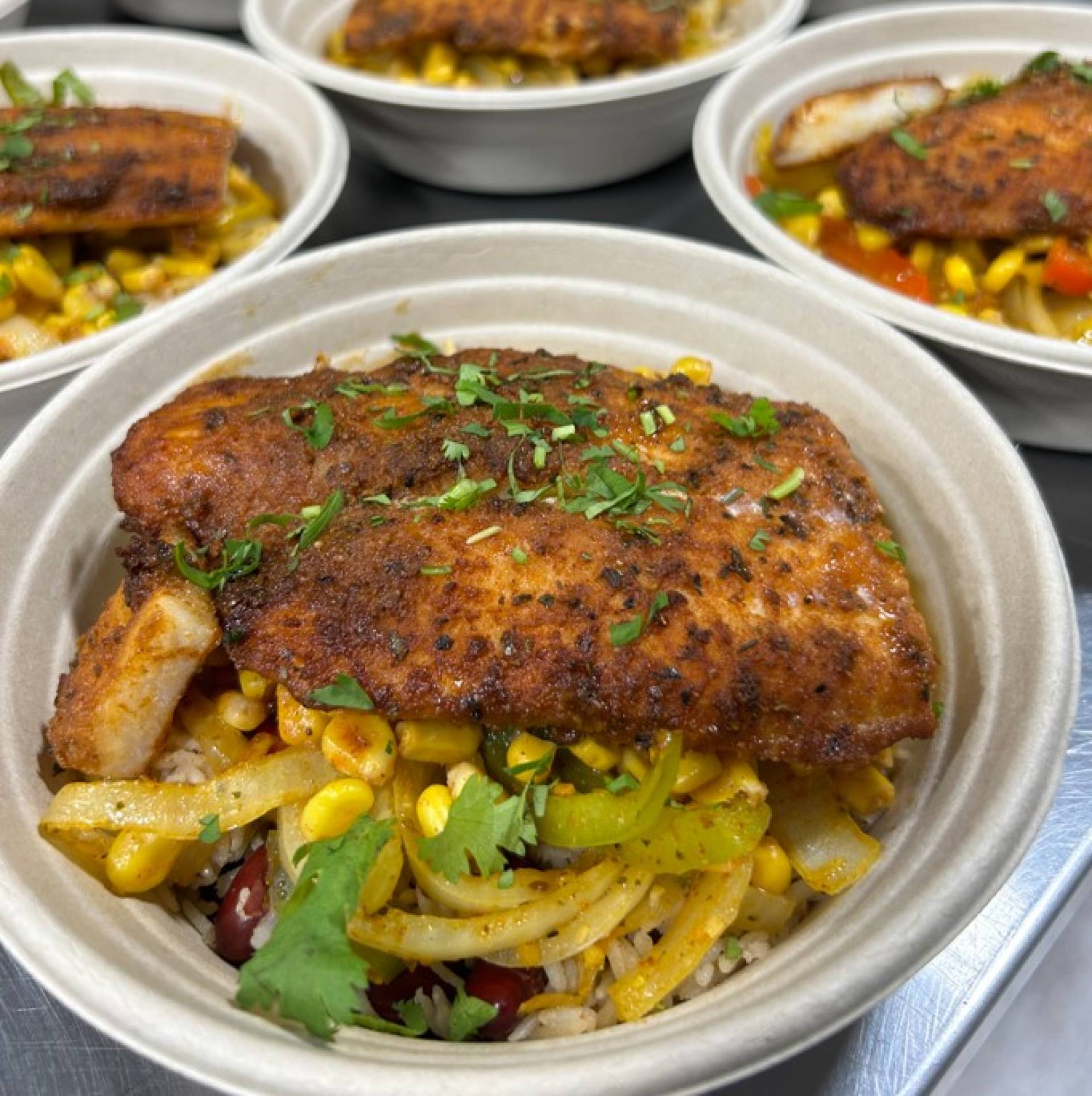 Fajita Basa Bowl with Cajun Rice (GF)