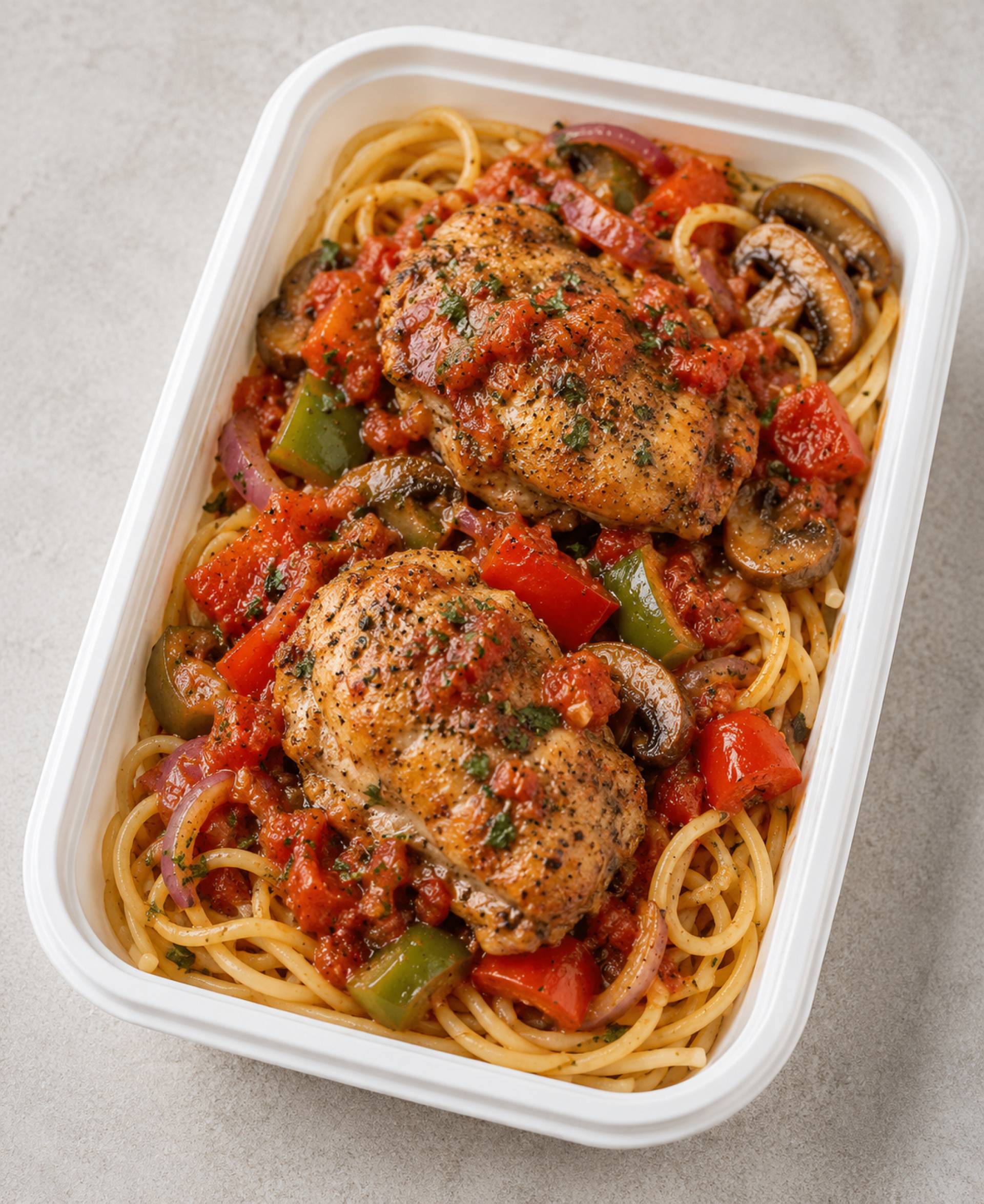 Chicken Cacciatore with Spaghetti