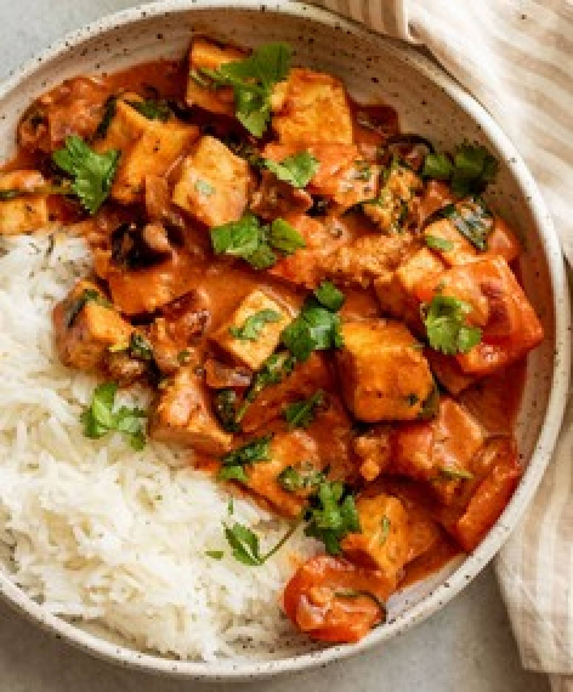 Red Thai Tofu Curry with Steamed Rice (GF)
