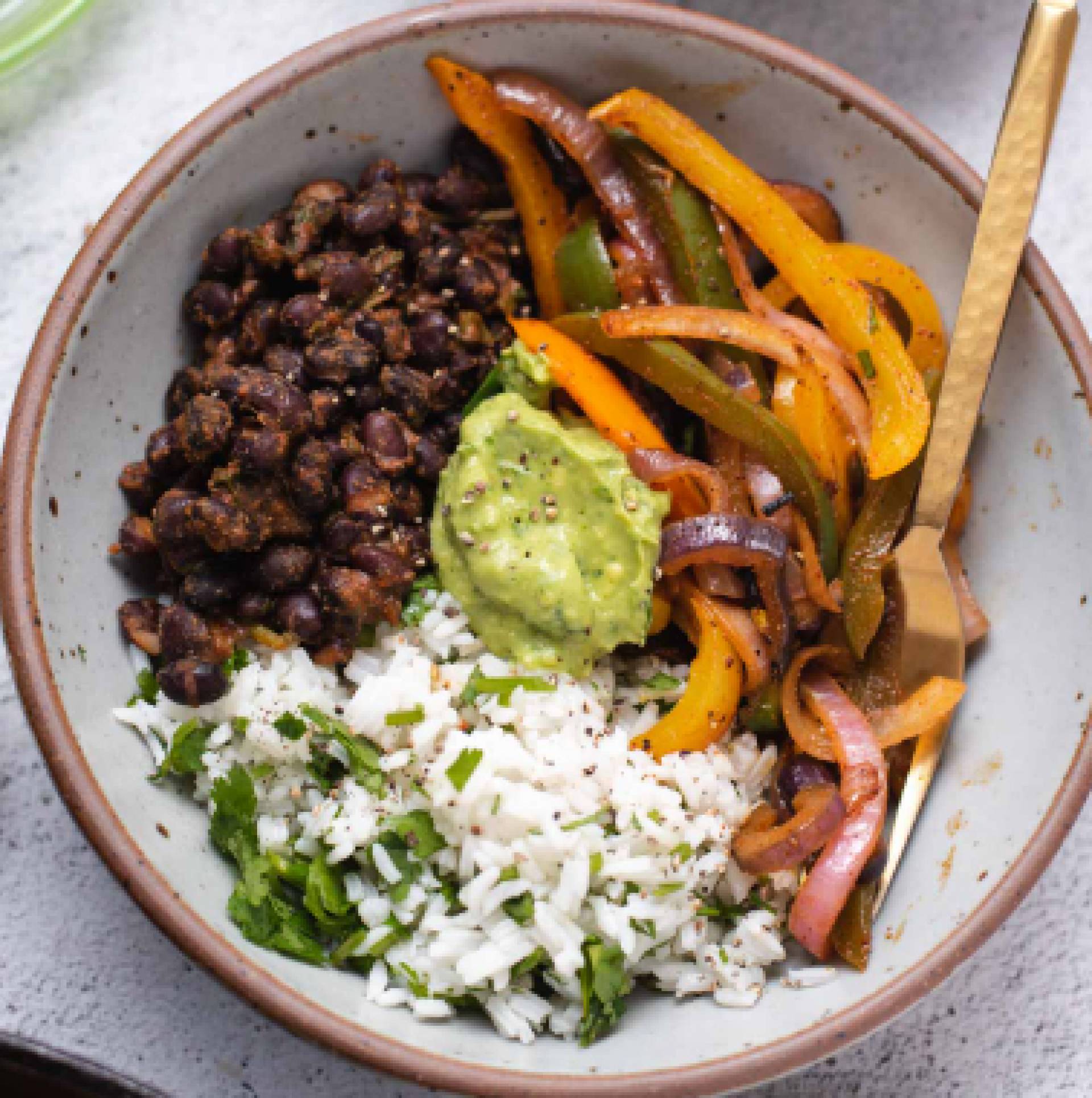 Fajita Black Bean Bowl with Cajun Rice (GF)