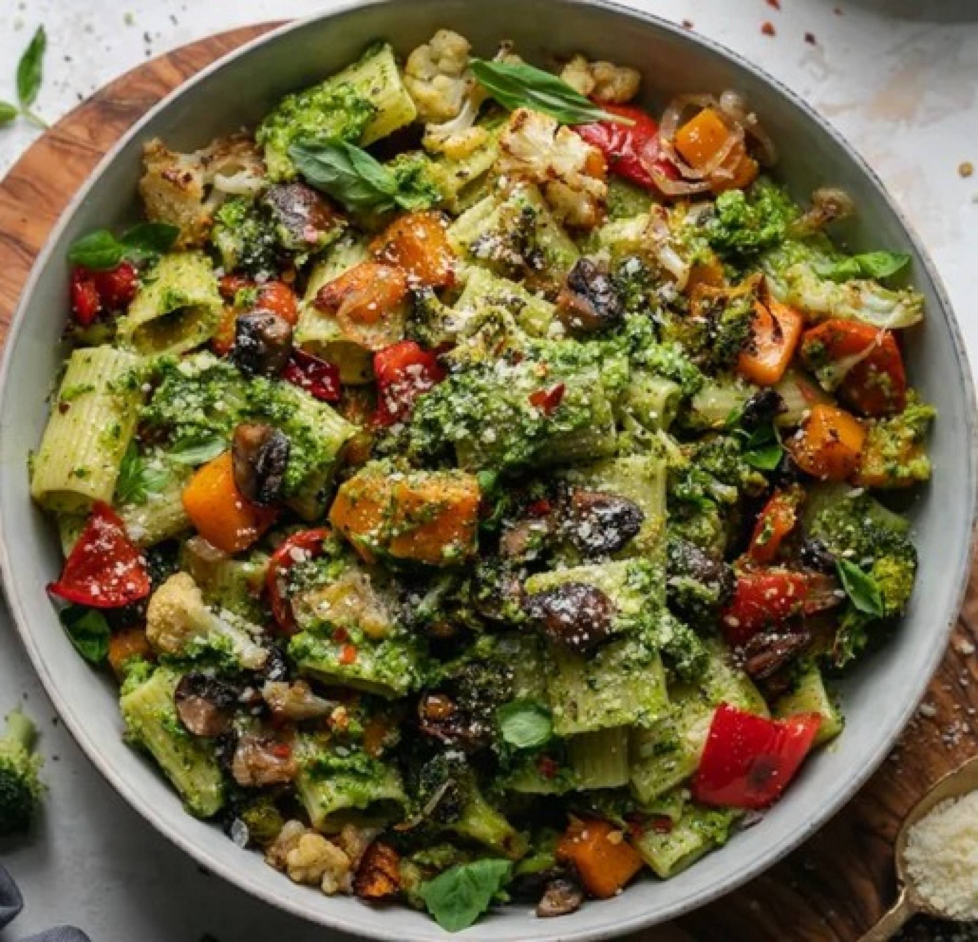 Spinach & Basil Pesto Spaghetti with Bocconcini