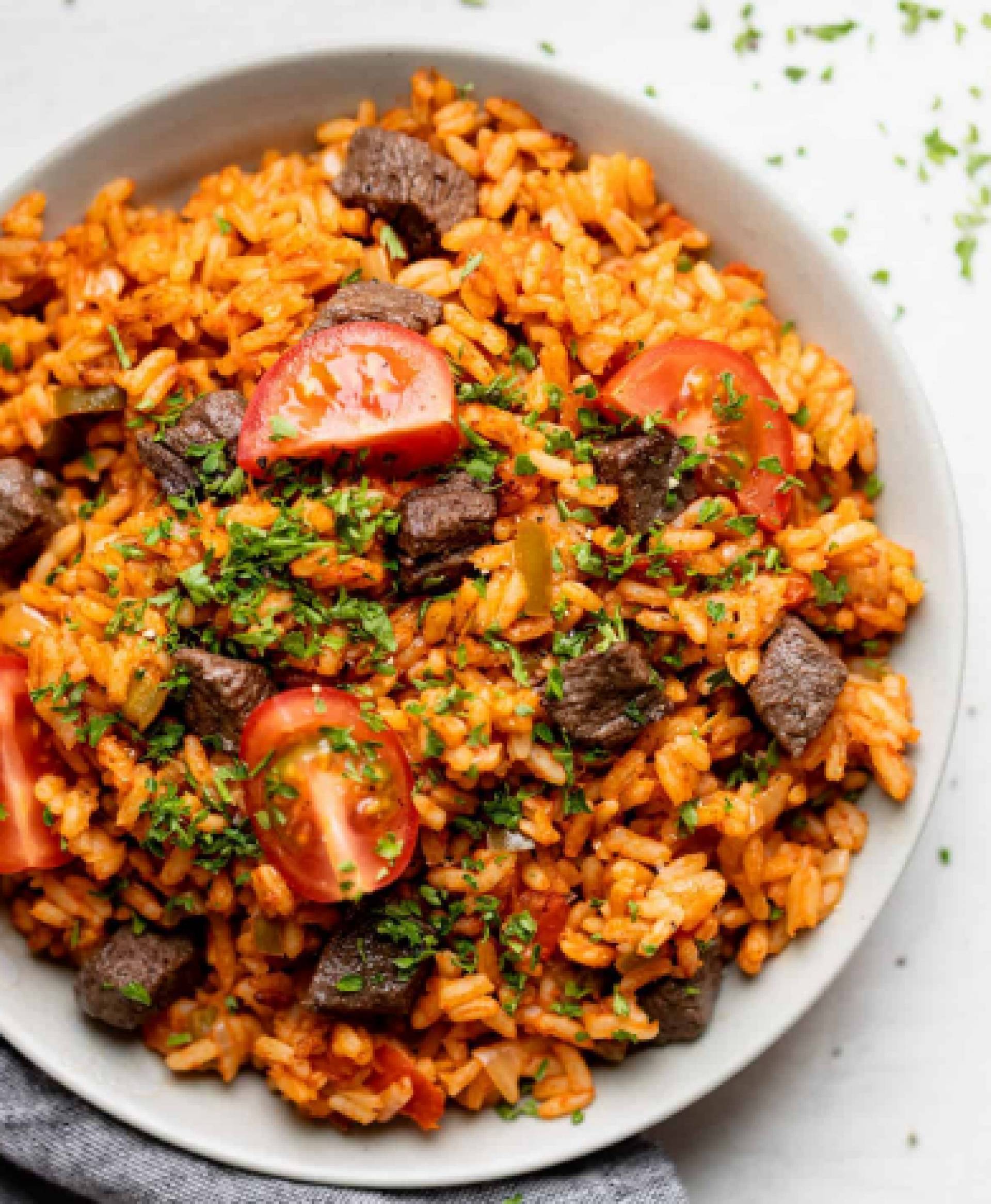 Jollof Rice with Stew Beef