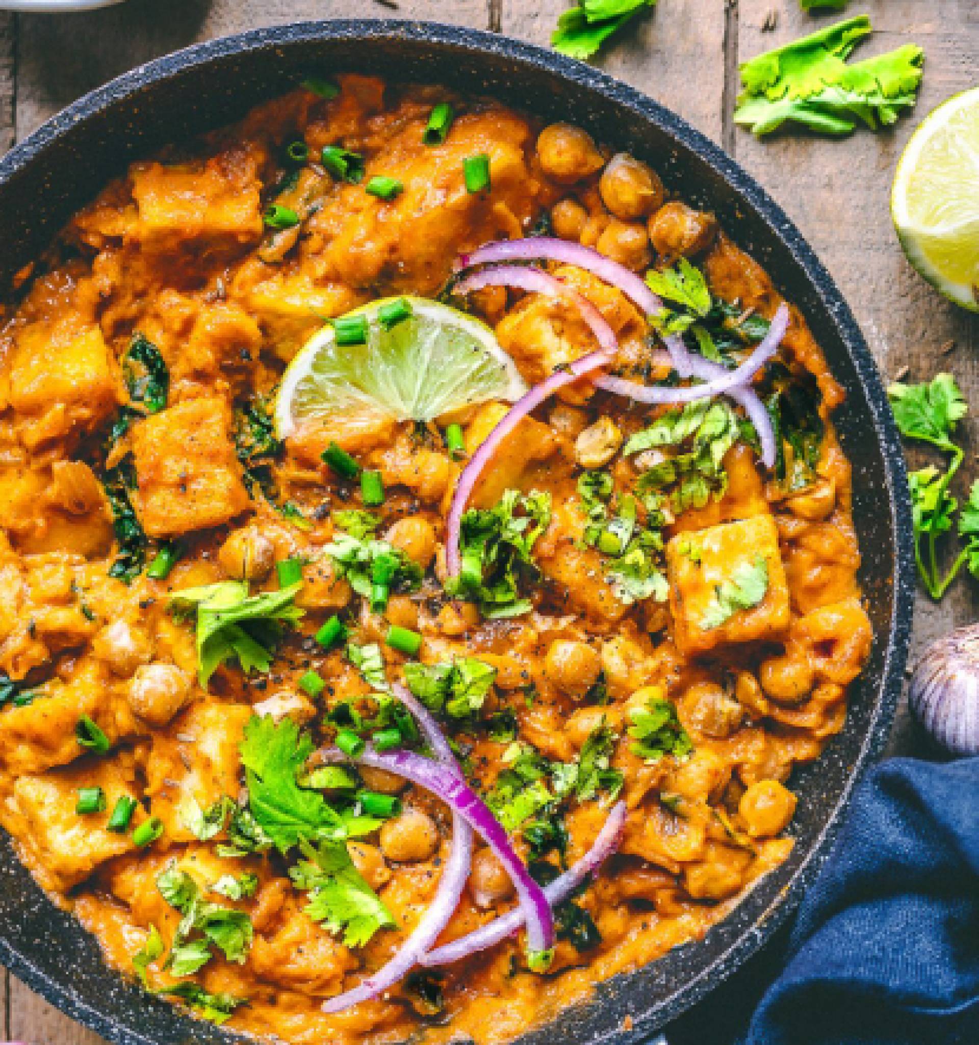 Grilled Tofu with Sweet Potato & Chickpea Curry (GF)