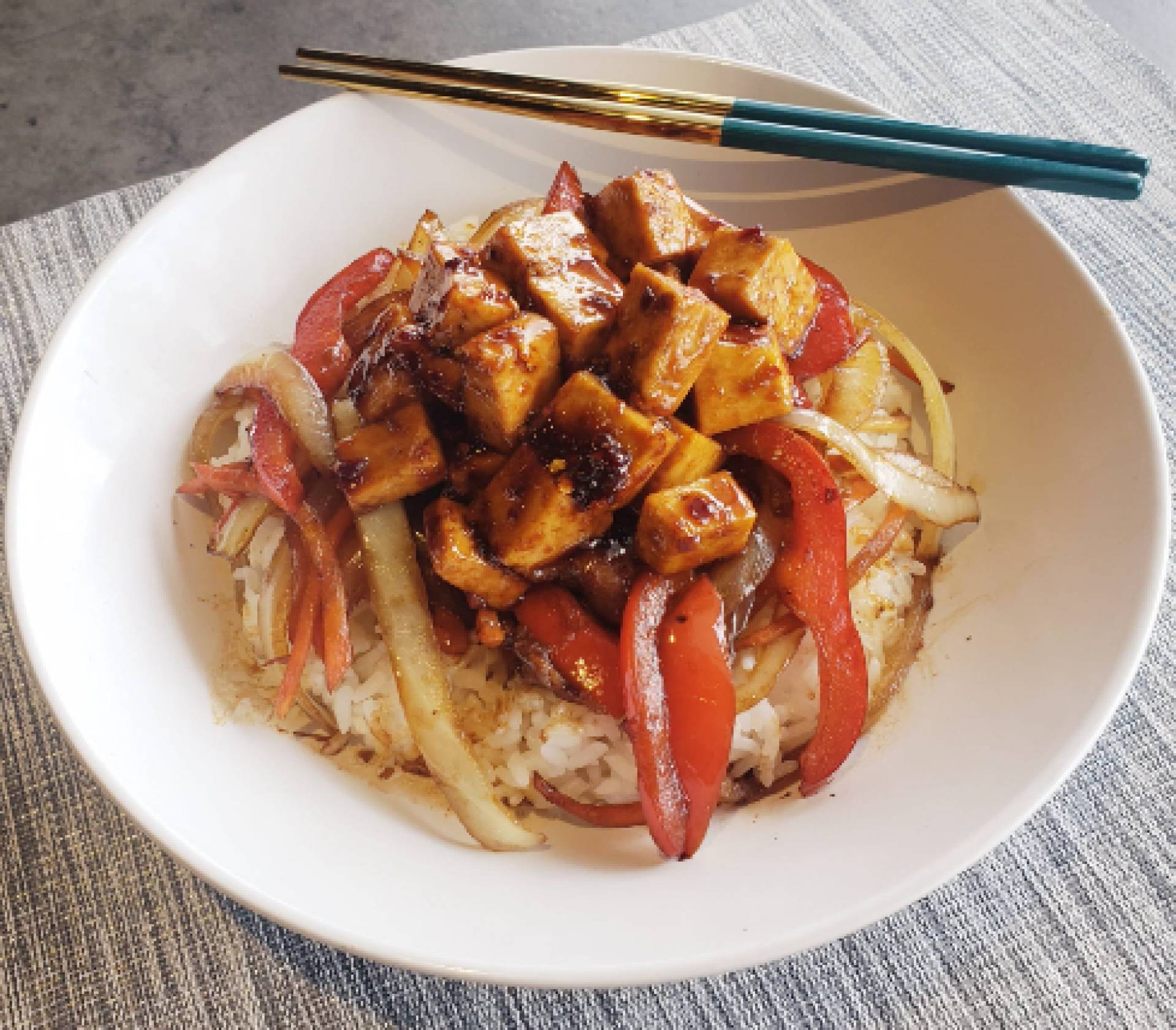 Ginger Tofu Stir Fry with Jasmine Rice