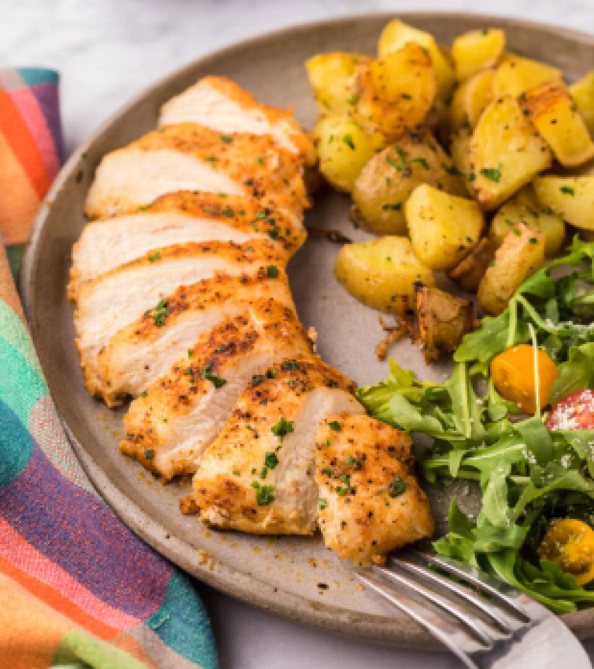 Blackened Chicken Breast with Roasted Sweet Potatoes (GF)