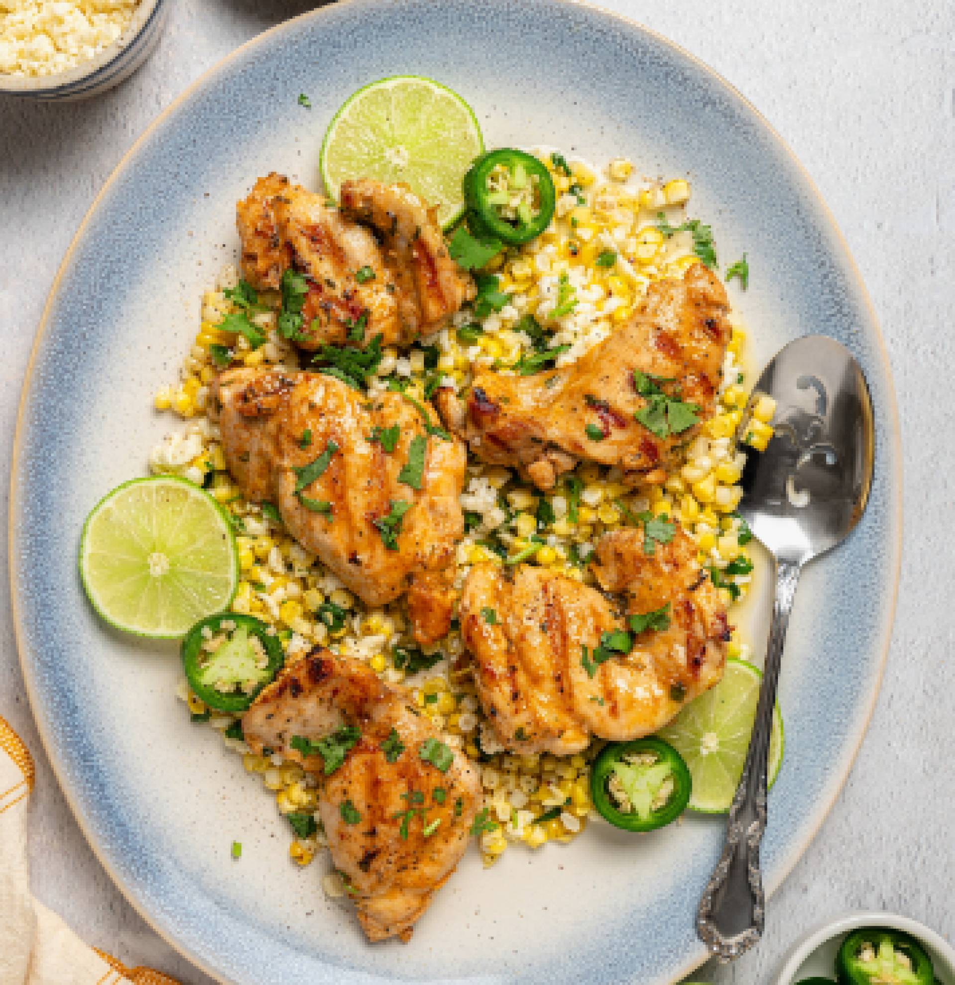 Jalapeno Lime Chicken Thighs with Rice Pilaf (GF)