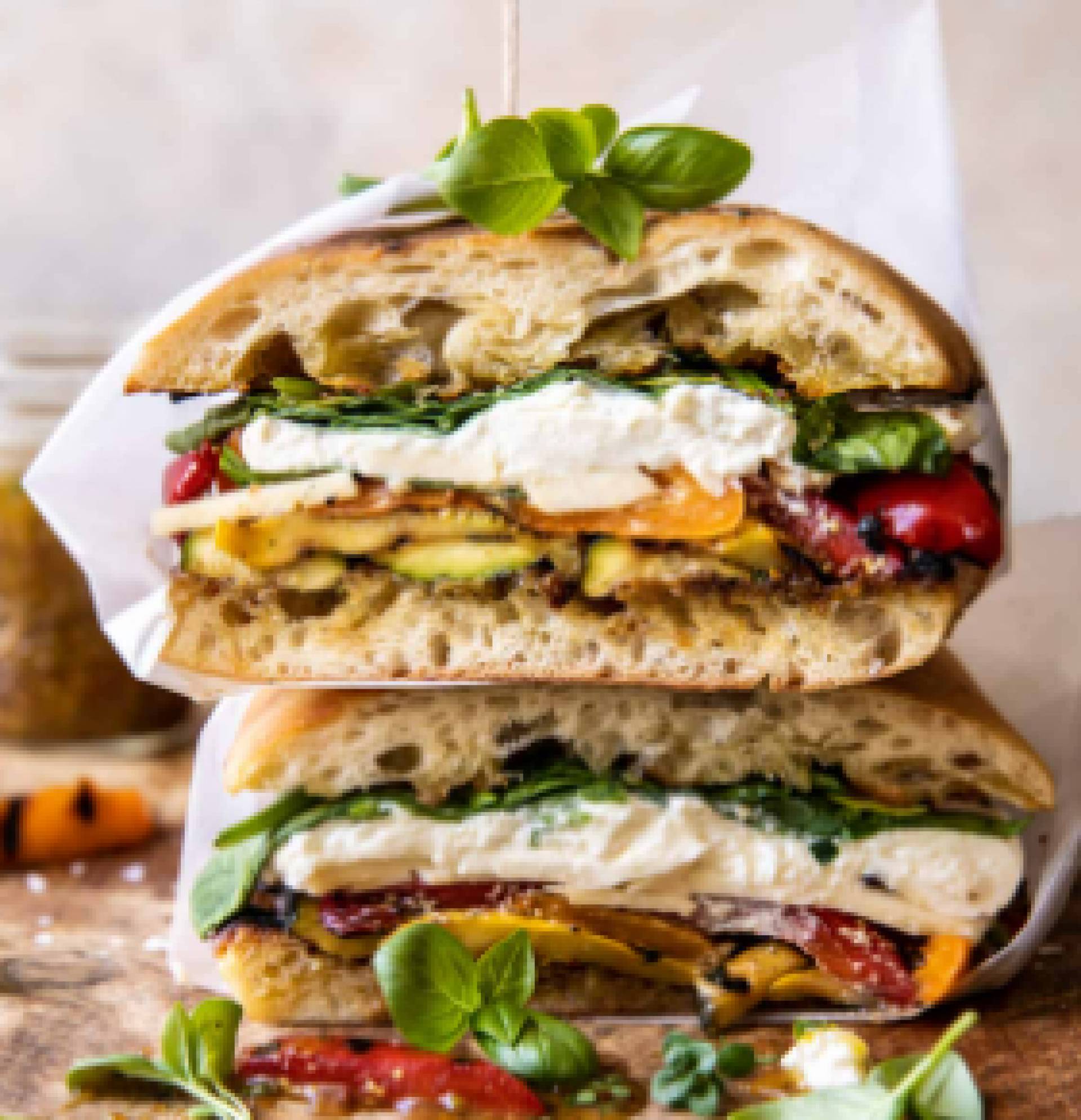 Grilled Vegetable & Mozzarella Sandwich