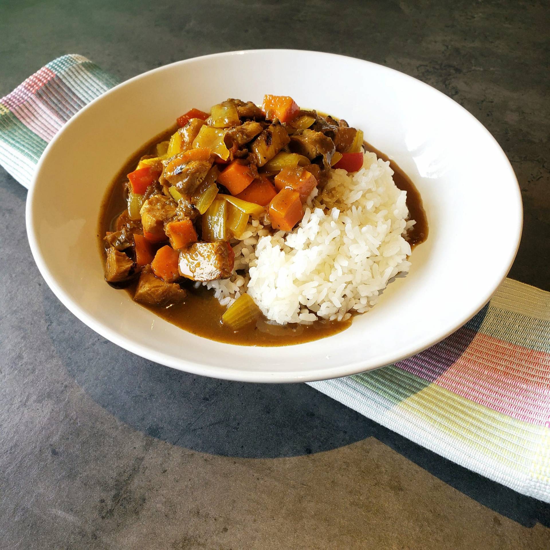 Japanese Curried Tofu with Steamed Rice