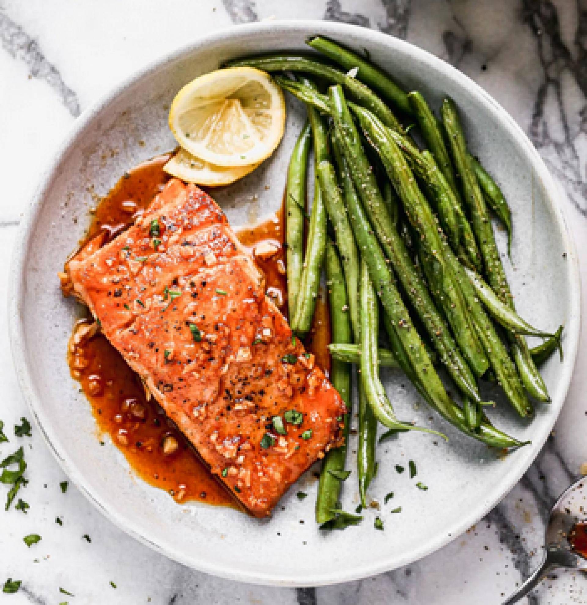 Spicy Honey Garlic Salmon with Roasted Potatoes (GF)