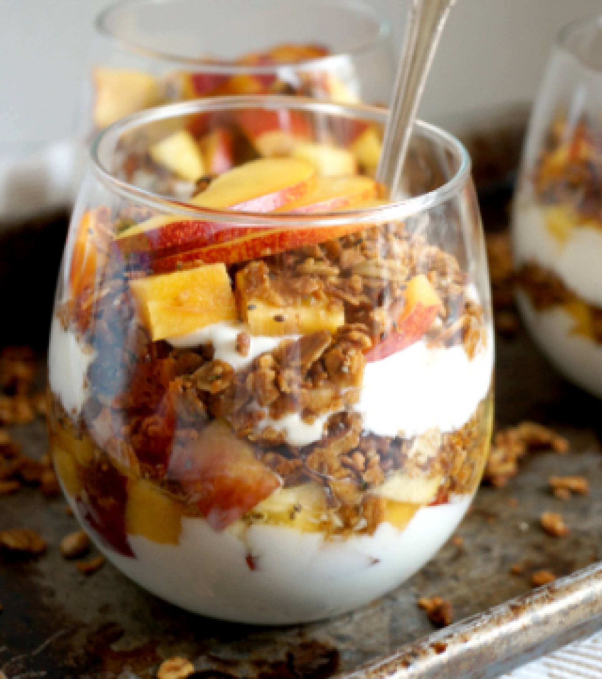 Peach Strawberry Greek Yogurt Parfait