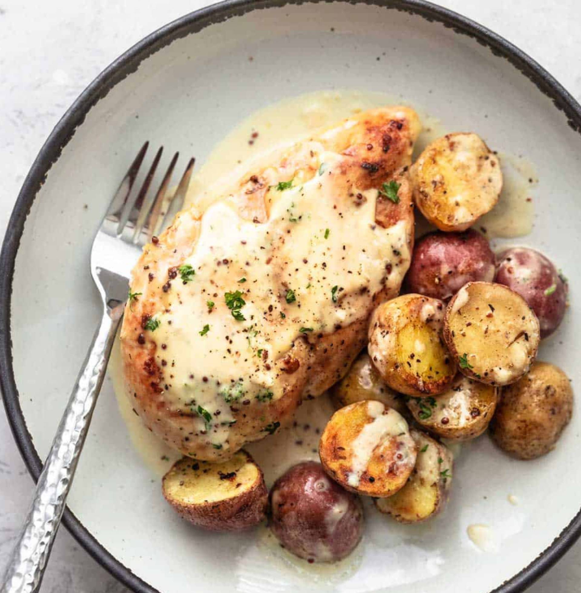 Creamy Dijon Chicken Breast & Smashed Potatoes (THANKSGIVING SPECIAL)