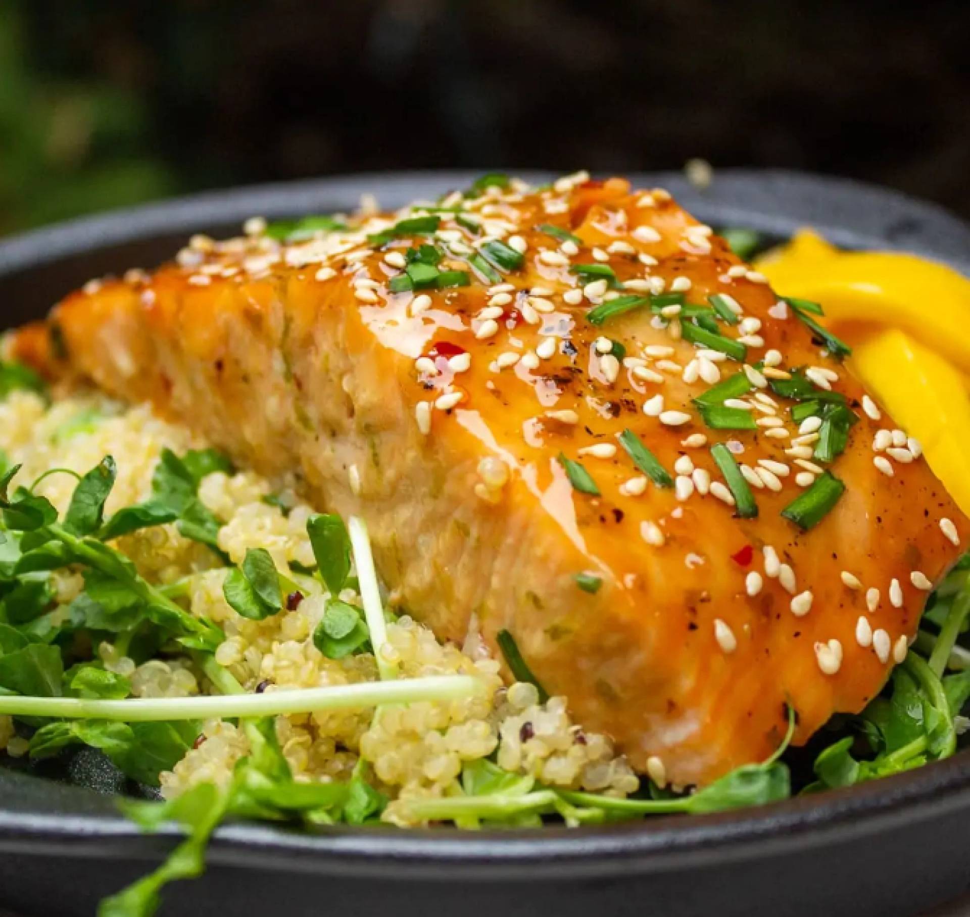 Maple Soy Glazed Salmon with Vegetable Rice (GF)