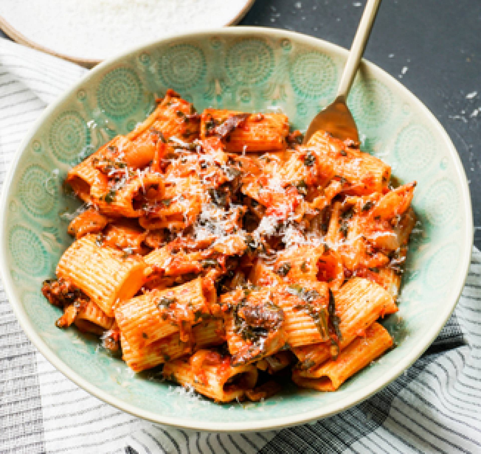 Braised Mushroom & Chickpea Ragu with Rotini