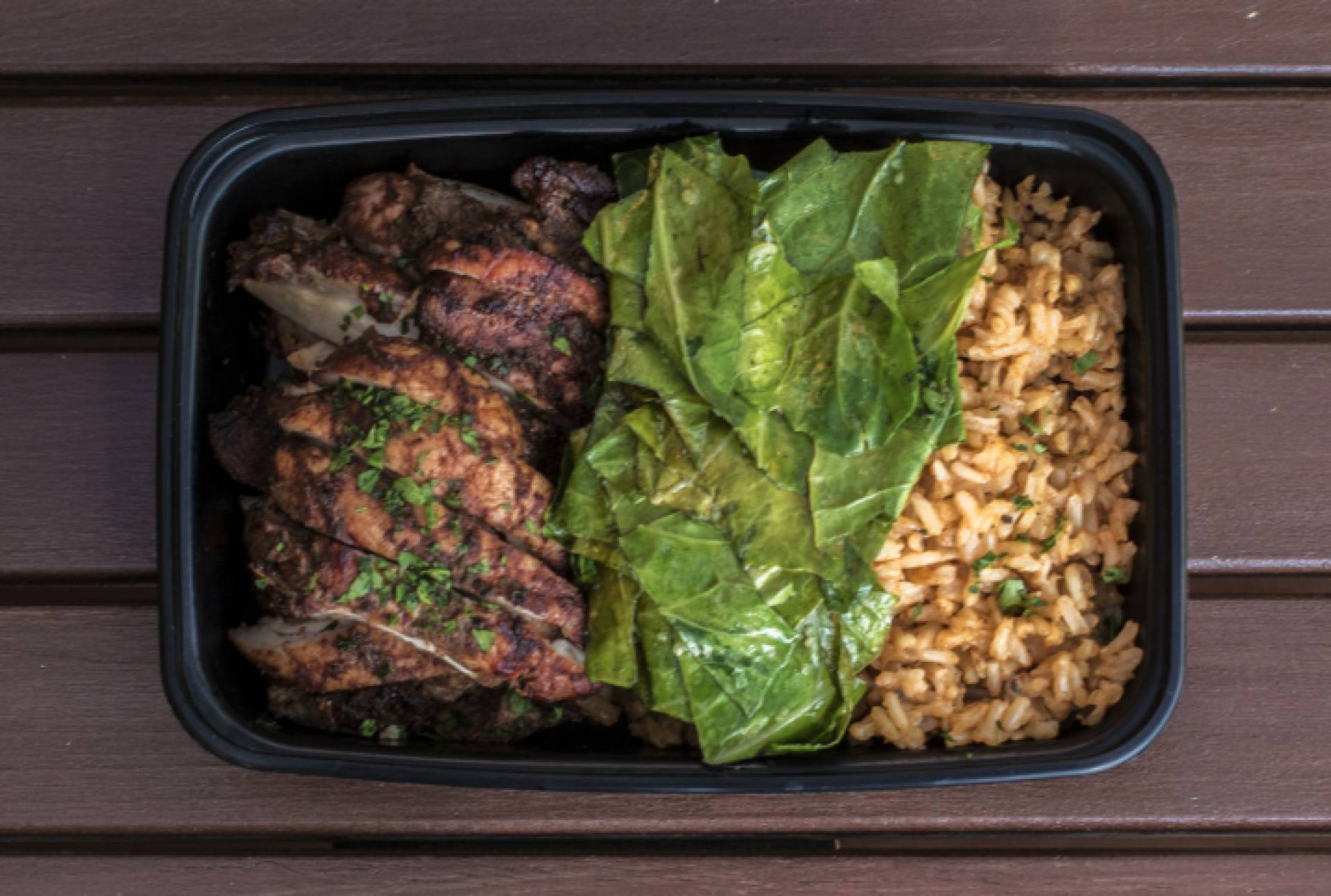 Jerk Chicken Quarter with Rice & Peas (GF)