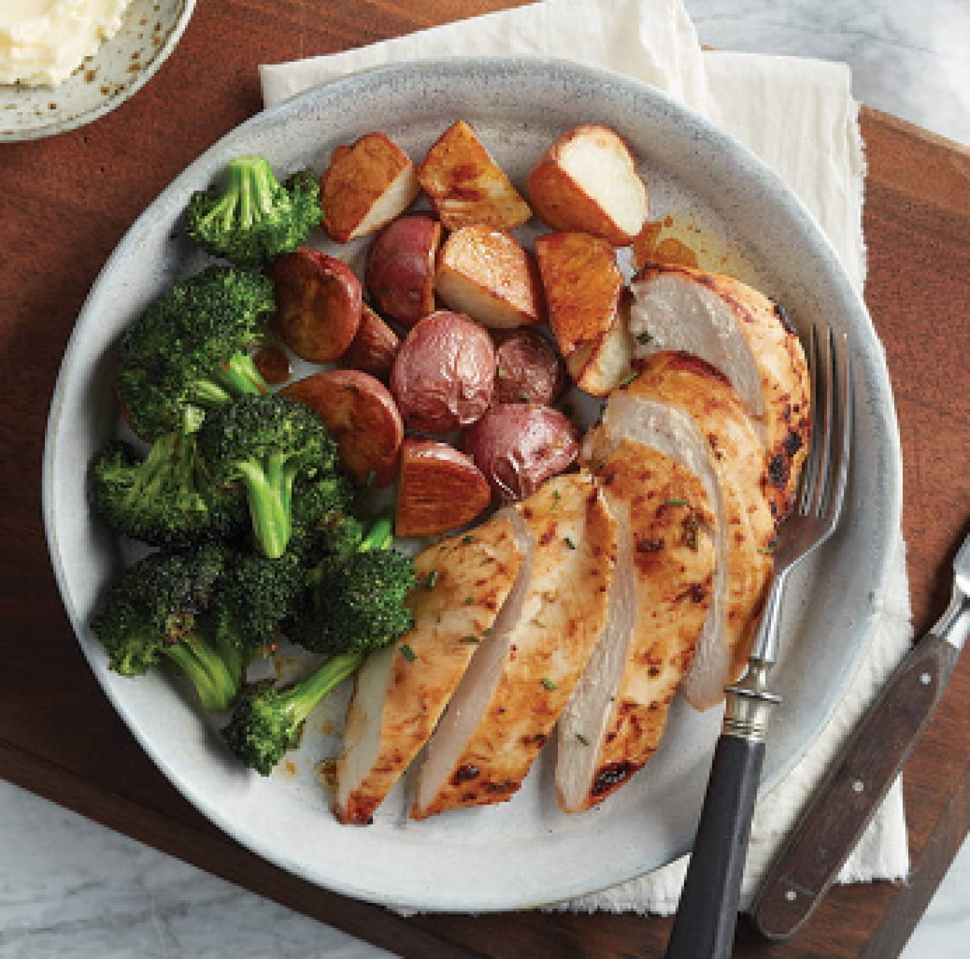 Simply Herb & Garlic Chicken Breast with Roasted Sweet Potatoes (GF)