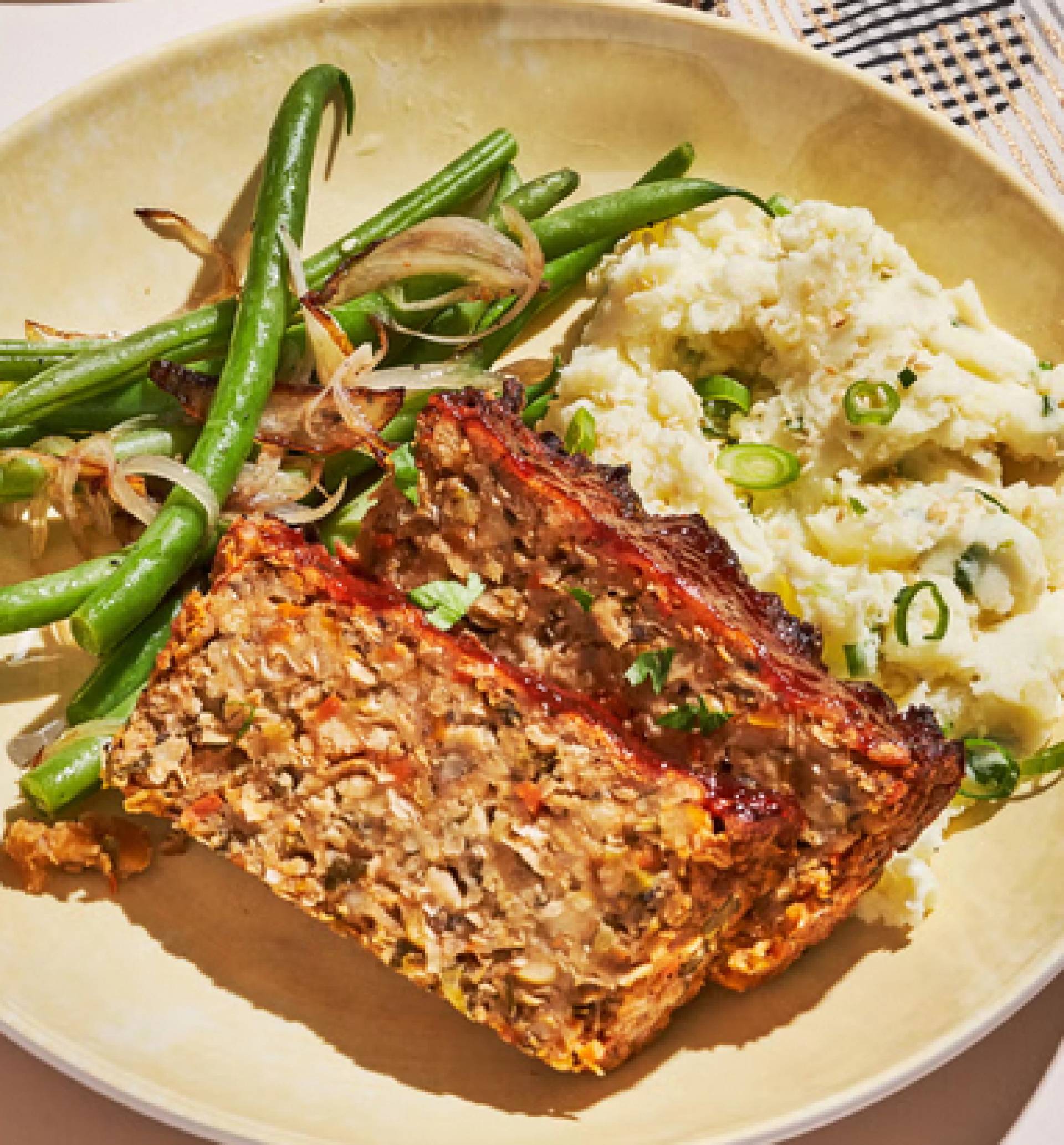 Italian Style Lentil Loaf with Mashed Potatoes