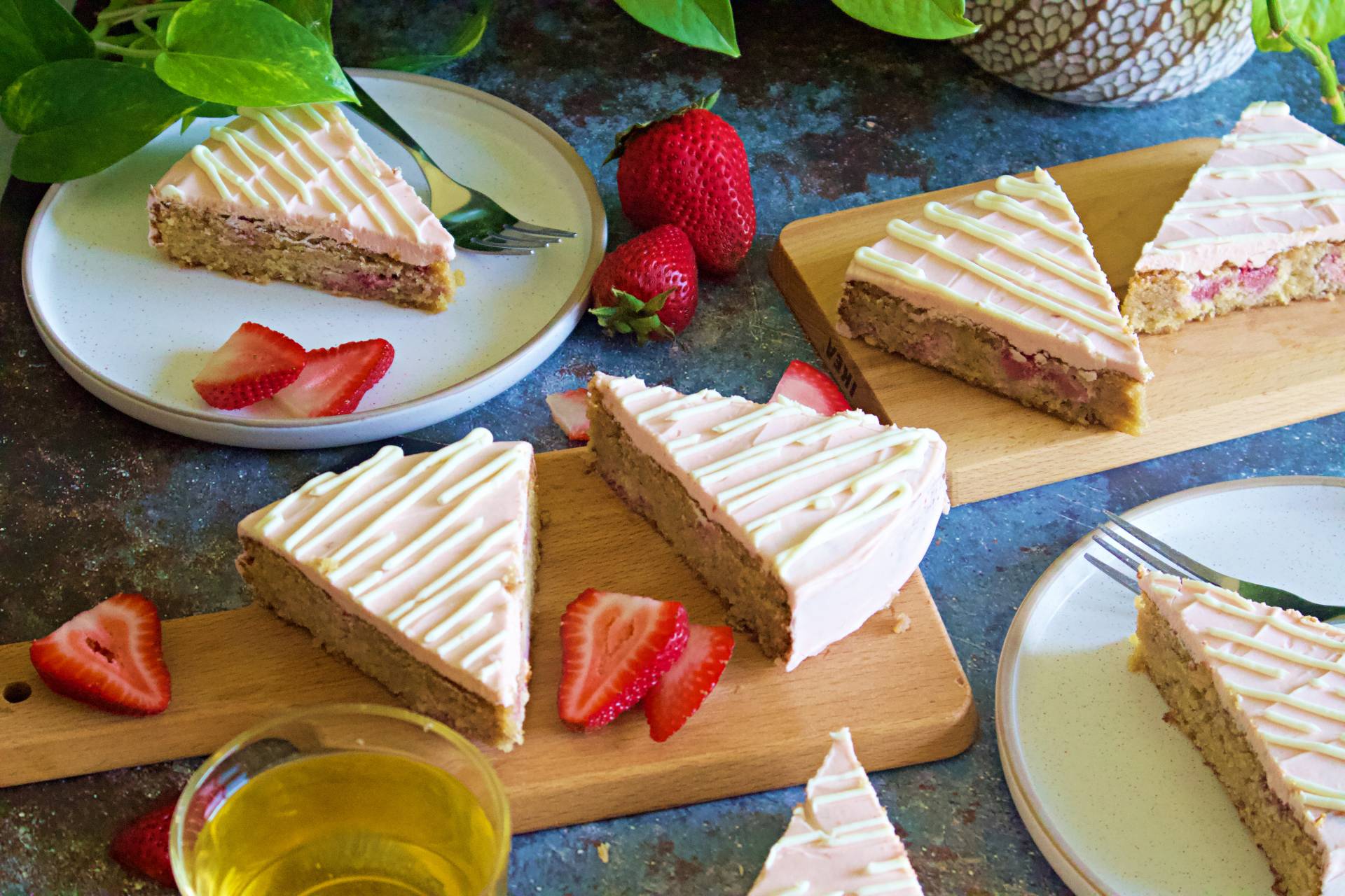 Paleo Vanilla Strawberry Cake Slice