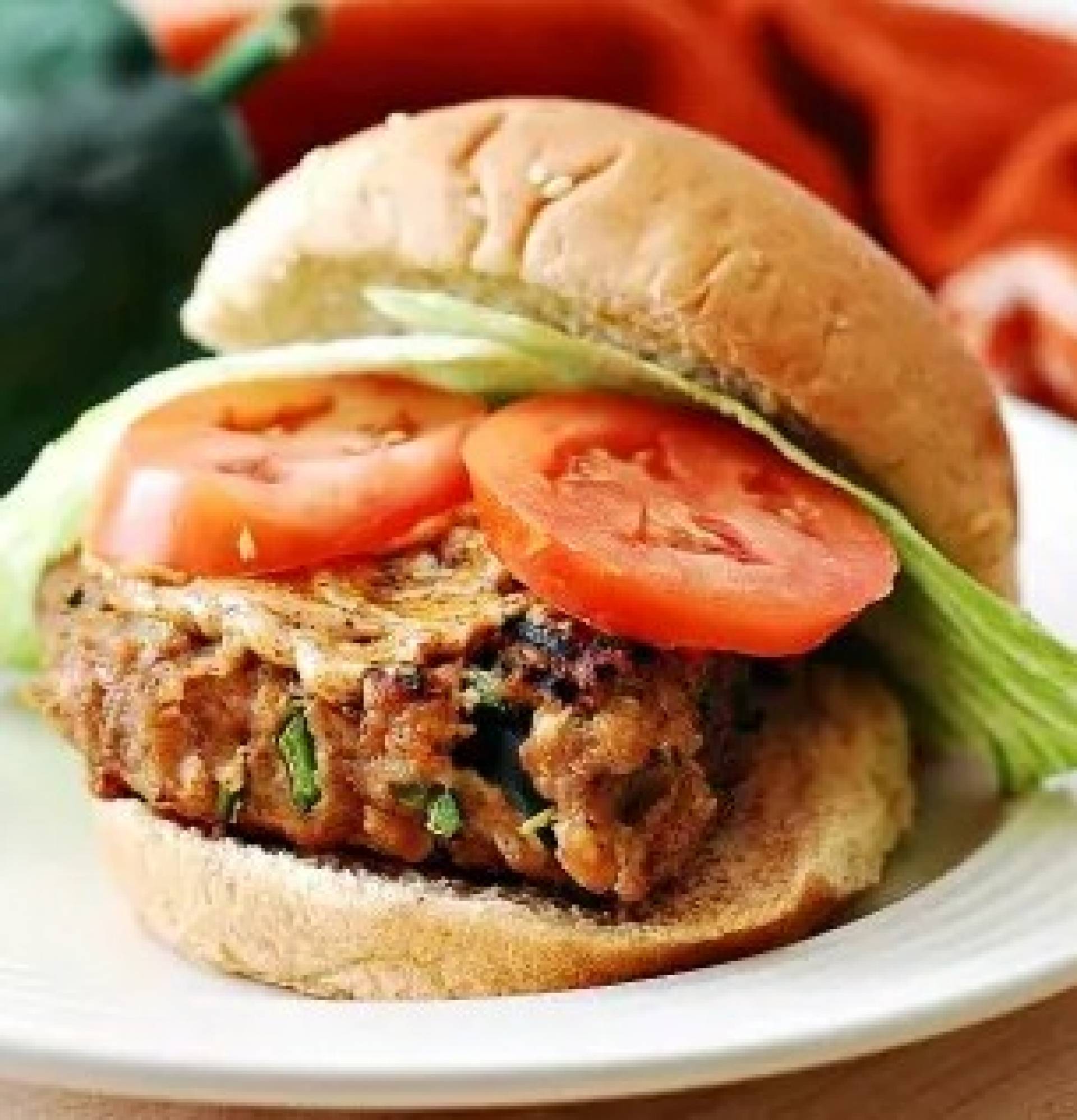 Southwest Turkey Burger on a Bun with Potato Wedges